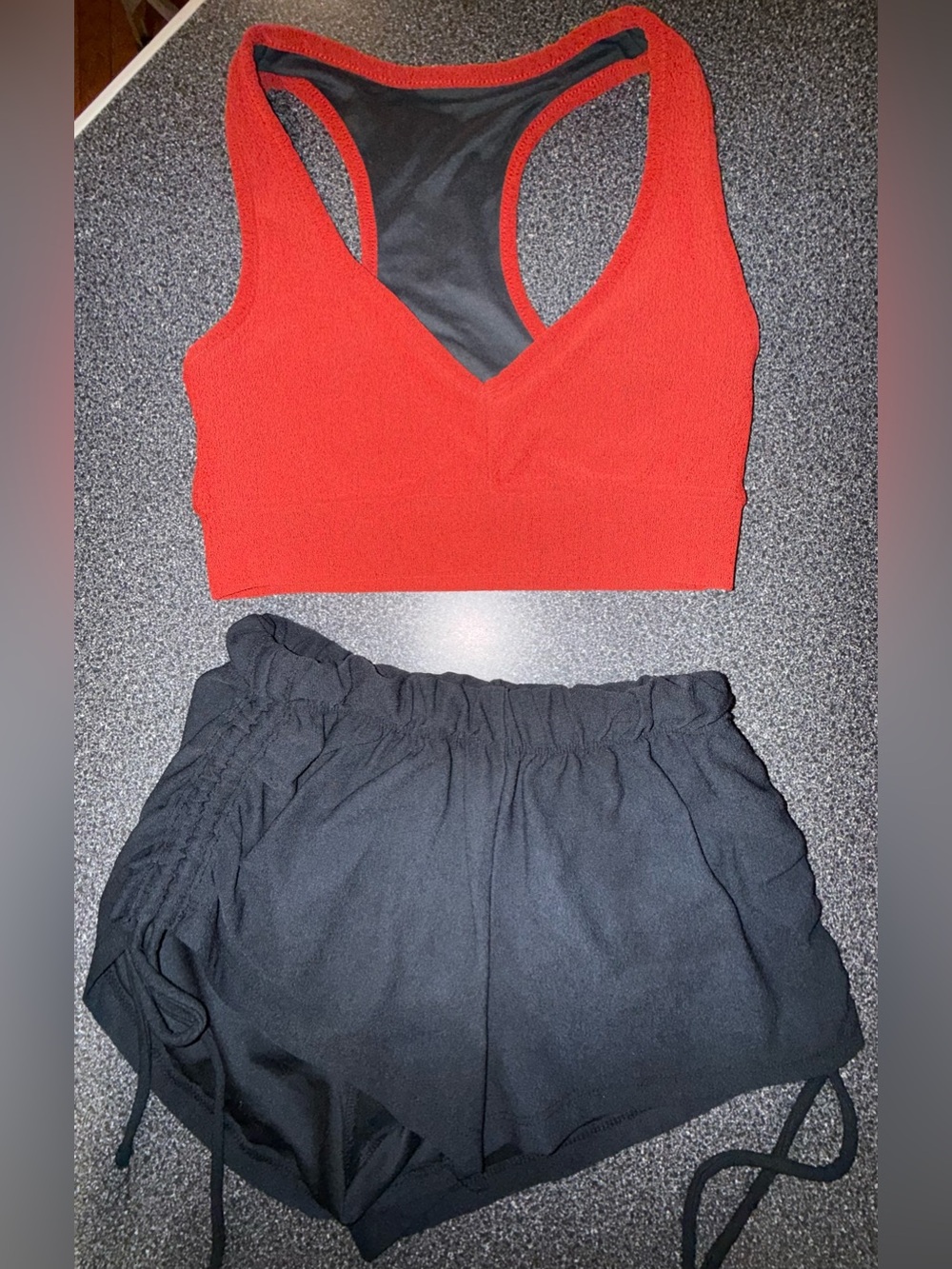 Five Dancewear 2 Piece Set Red Top , Black Bottoms Size Youth XL